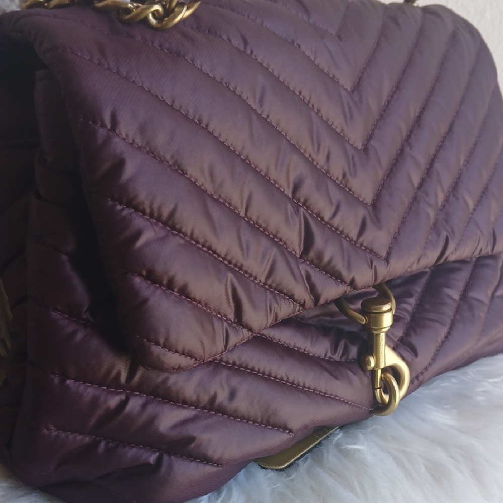Rebecca Minkoff NWOT Edie Flap Puffer Luxury Purple and Gold Shoulder Bag - Picture 14 of 14
